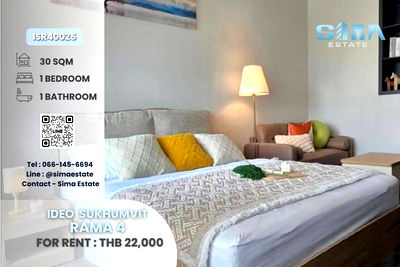 Condos for rent Khlong Toei : Fully Furnished @Ideo Sukhumvit Rama 4, Near Office District.