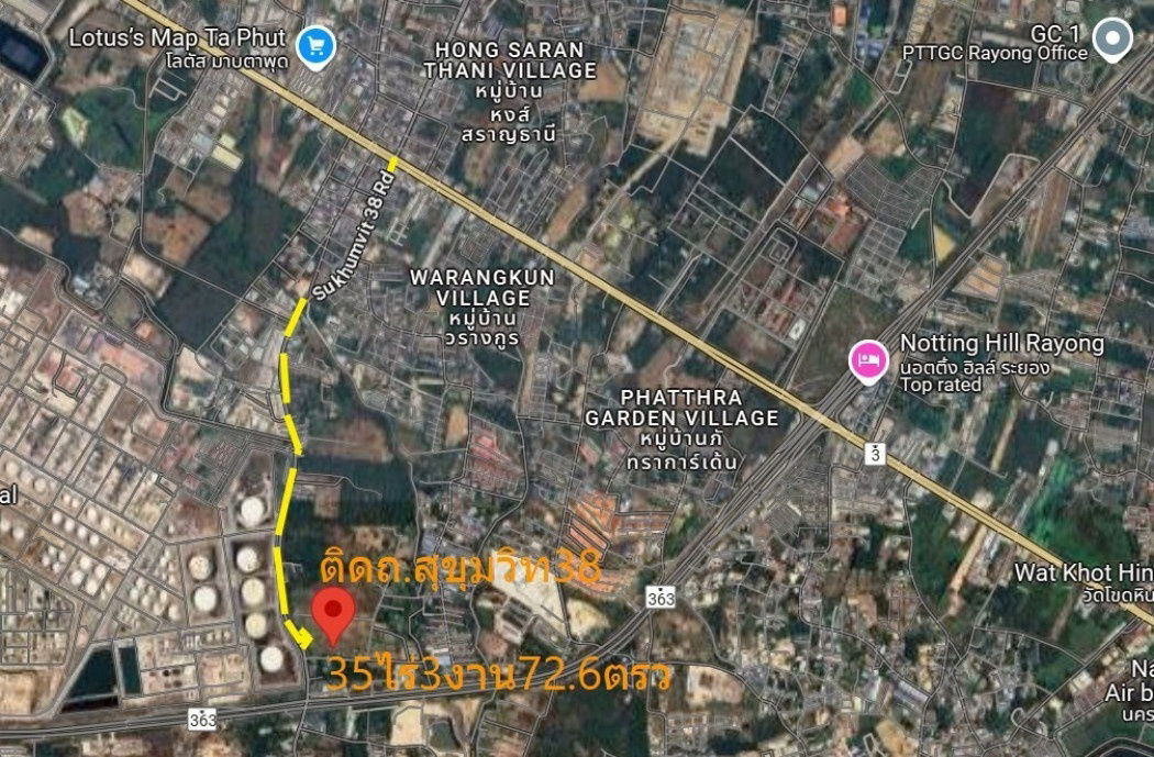 picture Land for sale in Map Ta Phut, on Sukhumvit Road 38, Rayong Province, 35 rai, 3 ngan, 72.6 sq m. - 3/6