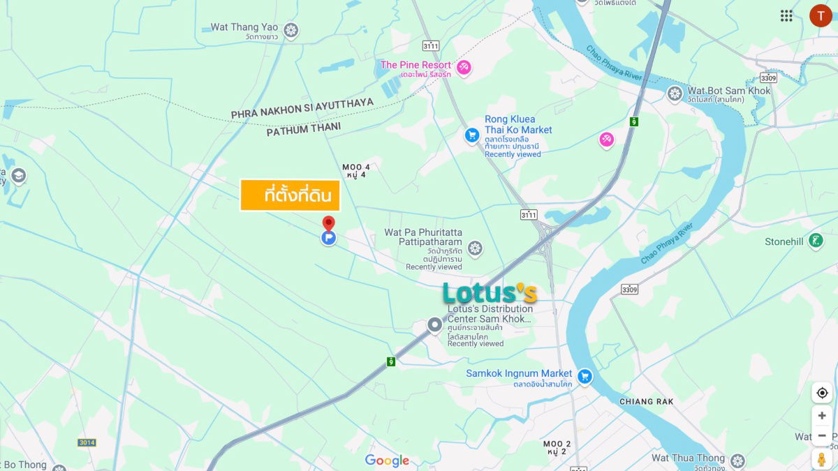 picture 23 Rai Land for Sale in Sam Khok, Pathum Thani Prime square-shaped plot, 211m frontage on public road, backs onto canal - 5/5