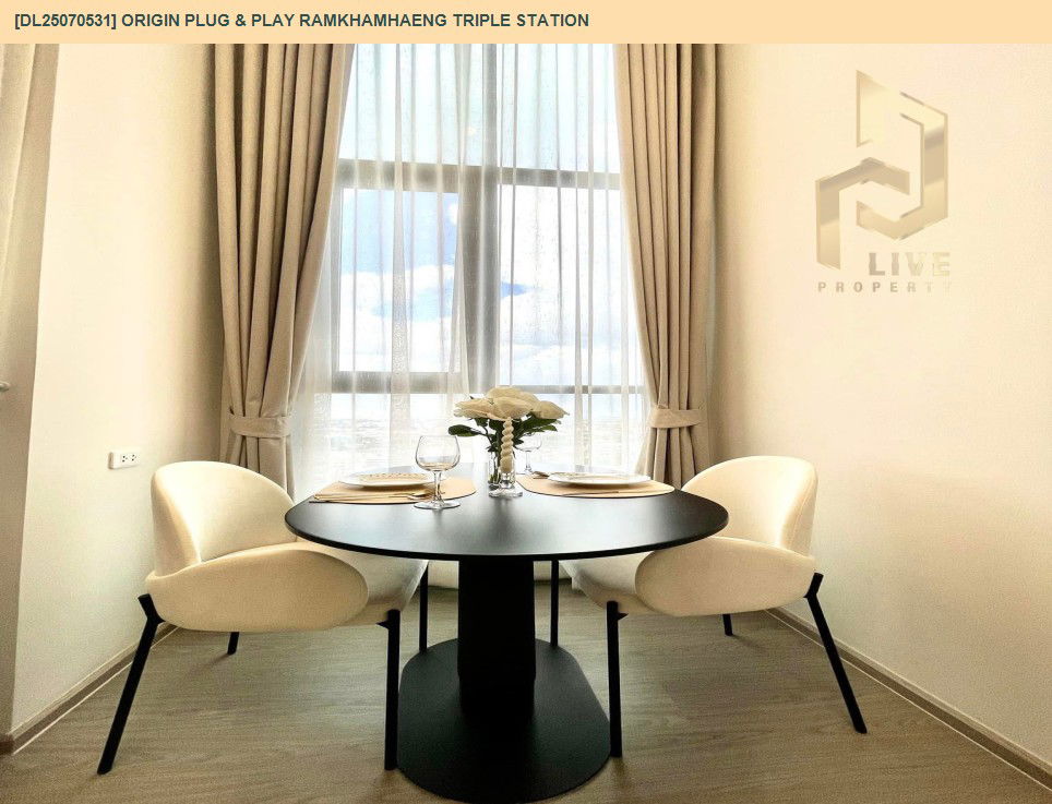 picture DL25070531 Condo for rent, Origin Plug & Play Ramkhamhaeng Triple Station near -, ready to move in, call urgently 0656133286 LineID @534wlwof - 6/12
