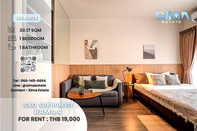 Condos for rent Khlong Toei : Fully Furnished @Ideo Sukhumvit Rama 4, Near Office District.
