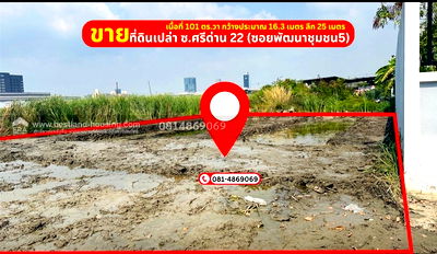 ที่ดิน บางพลี สมุทรปราการ : ขายที่ดินเปล่า ถนนศรีนครินทร์ ซ.ศรีด่าน 22 (ซอยพัฒนาชุมชน5)ตำบลบางแก้ว อำเภอบางพลี สมุทรปราการ