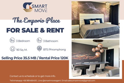  สำหรับขาย- เช่า !!🔥 Code C20231100732......The Emporio Place, 3 นอน, 3 น้ำ, ชั้นสูง, ตกแต่งหรูสไตล์โมเดิร์นอิตาเลี่ยน, พร้อมเข้าอยู่, ราคาพิเศษ!!📣