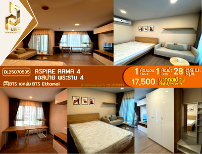 Condos for rent Khlong Toei : MDL25070535 Condo for rent, Aspire Rama 4 near BTS Ekkamai, ready to move in, call urgently 0656133286 LineID @655ebbvc