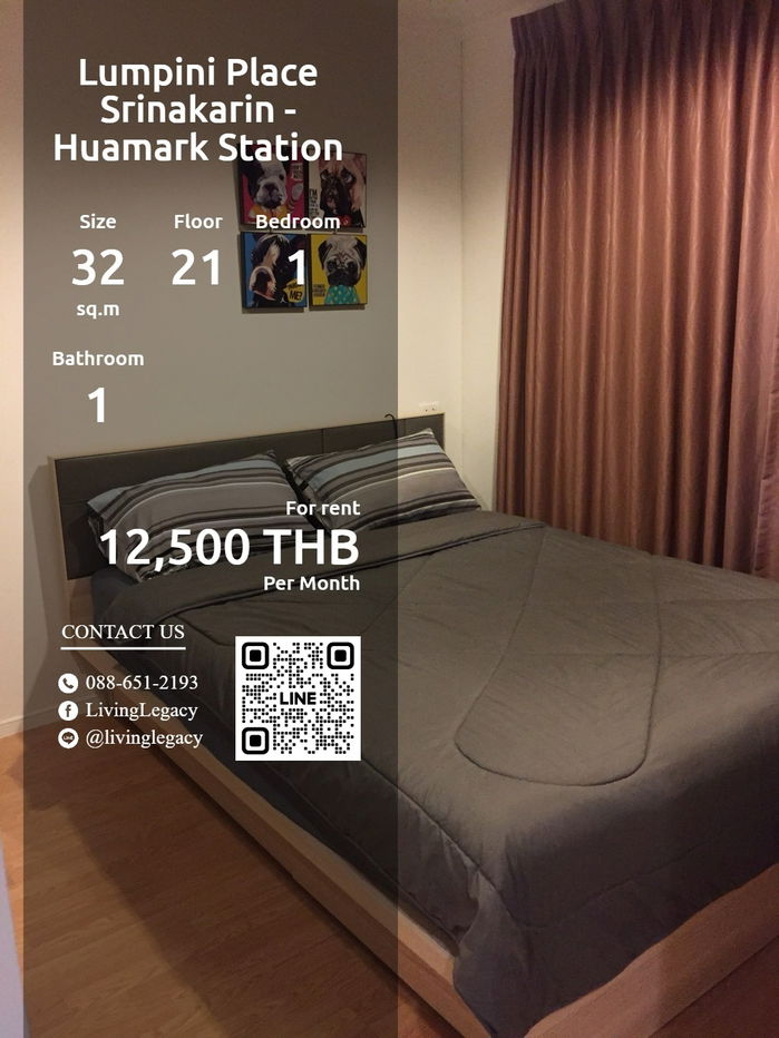 picture LVL4Z82P Condo For Rent Lumpini Place Srinakarin - Huamark Station 32 Sq.M. Floor 21 line id : @livinglegacy - 1/10
