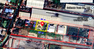 Land for sale Chakri Naruebodindra Medical Institute : Purple-Zoned Land for Warehouse or Factory – Teparak Road, Soi Saeng Fah Bang Phli, Samut Prakan | Ready to Build | Filled Land
