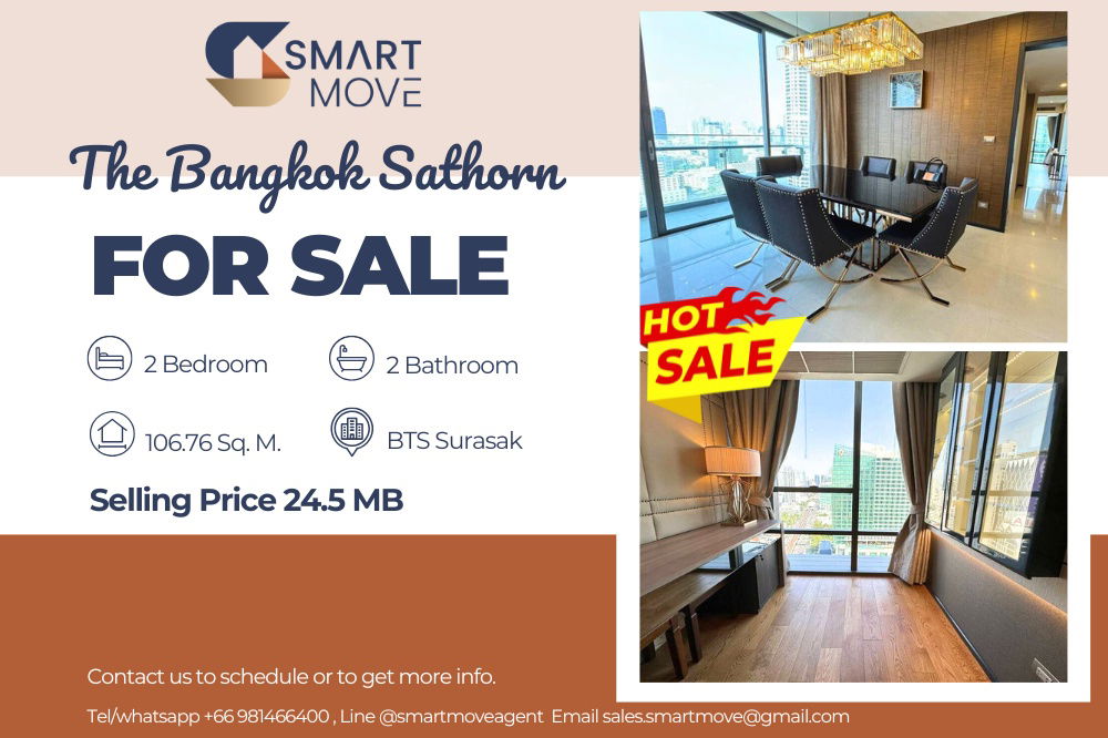 picture 🔥 Sale with tenant !! Rare item !!🔥 Code C20241100060.....The Bangkok Sathorn, 2 bed, 2 bath, river view, high floor 28++, furnished, SELL AT LOSS!! - 1/12