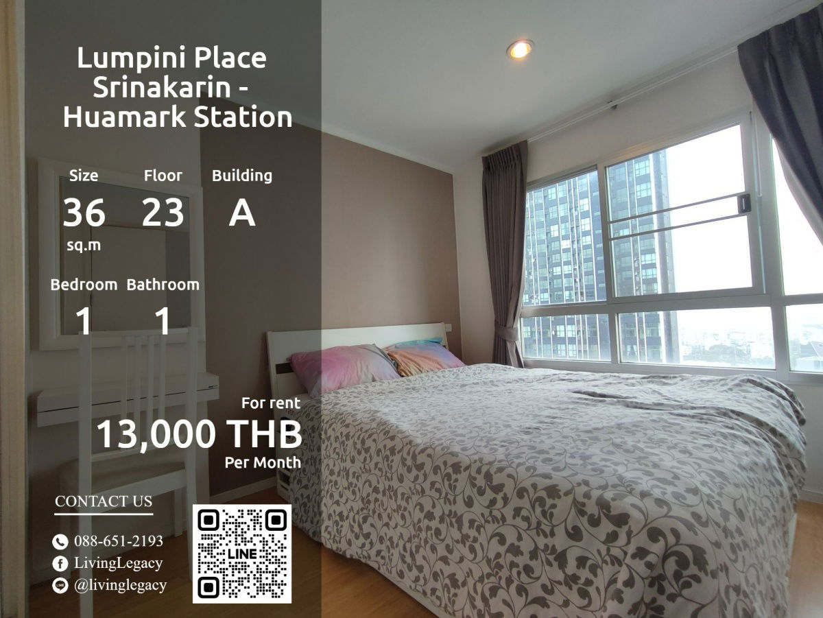 รูป SHINFV ให้เช่าคอนโด Lumpini Place Srinakarin - Huamark Station 36 ตร.ม. ชั้น 23 ตึก A line id : @livinglegacy - รูปที่ 1/6