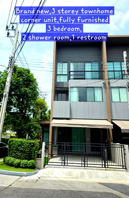 Townhouses for rent : For Rent Baan Klang Muang Rama 9-Krungthep Kreetha ** Special discount 10% ** Conner ** Property Code J007 Contact Line ID: nudlee