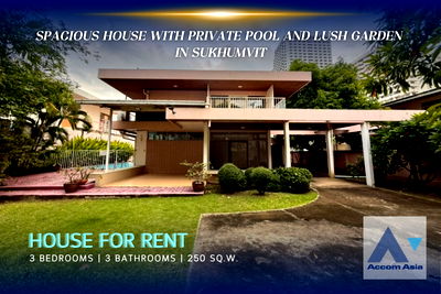 Houses for rent Early Sukhumvit : 🔼🔽 AccomA 📩 Spacious house with lush garden in Sukhumvit (6000101)