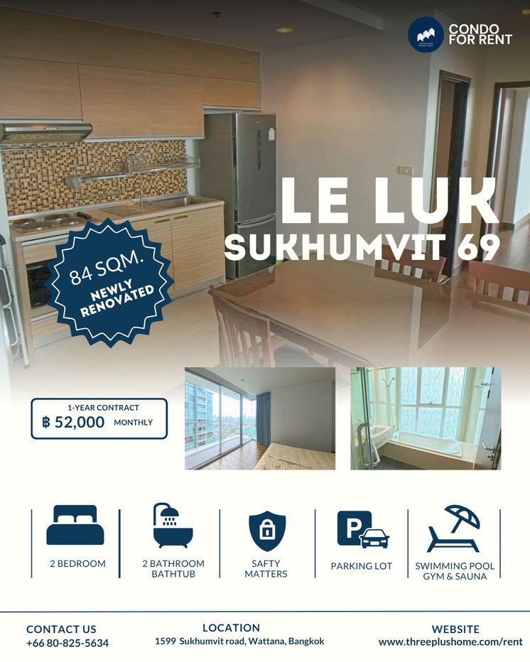 รูป ให้เช่า 2ห้องนอน รีโนเวทใหม่ แอร์ตัวใหม่ทั้งหมด ห้องมุม มีอ่างอาบน้ำ ระเบียงทิศเหนือ  - รูปที่ 1/12