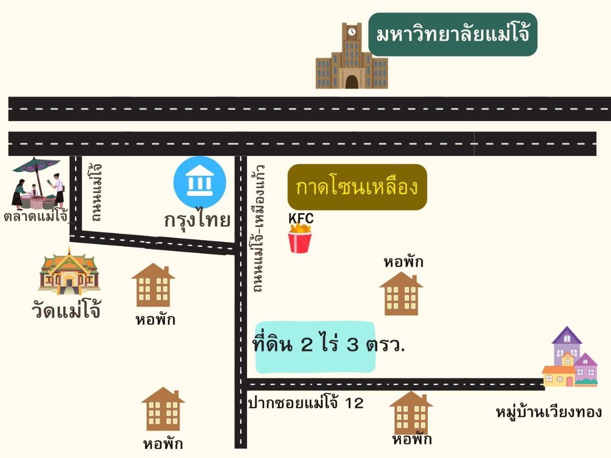 รูป ที่ดิน 2 ไร่ 3 ตรว. ย่านชุมชนแม่โจ้ อ.สันทราย จ.เชียงใหม่ - รูปที่ 2/10
