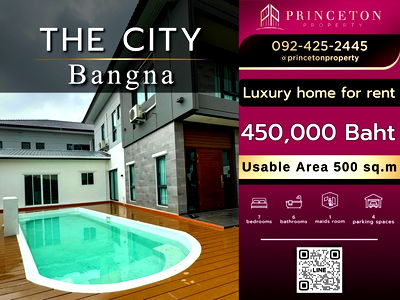 Houses for rent Samut Prakarn : For Rent: Luxury Pool Villa at The City Bangna – Single house with a private pool, fully furnished