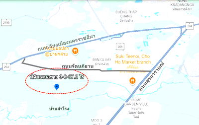 ที่ดิน เมืองนครราชสีมา โคราช : ขาย ที่ดิน ทำเลทองของย่านอยู่อาศัย  ชุมชนบ้านสำโรง เนื้อที่ 3 ไร่ 67.2 ตรว ผังเมืองสีชมพูประเภทชุมชน การคมนาคมเชื่อมต่อหลายเส้นทาง