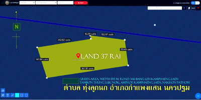Land for sale His Majesty The King Insect Park : ✅Land for sale 37 rai Green area, width 155 m. Road 346 Pathum Thani-Bang Len Tambon Thung Luk Nok, Amphoe Kamphaeng Saen, Nakhon Pathom 