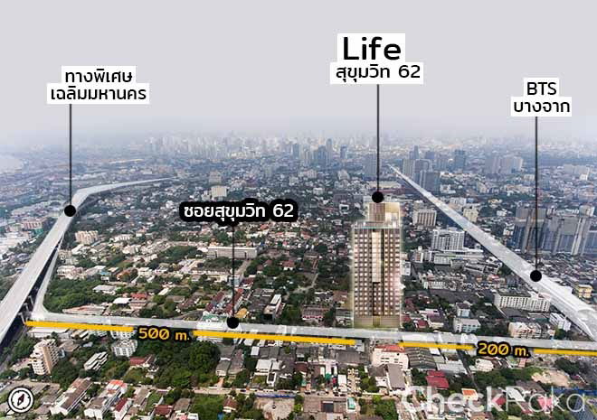รูป ให้เช่า คอนโด Life Sukhumvit 62 ใกล้ BTS บางจาก ใกล้ทางด่วนเฉลิมมหานครฯ 1 ห้องนอน 30 ตร.ม. แต่งครบ ชั้น 20 วิวโค้งน้ำเจ้าพระยา - รูปที่ 12/13