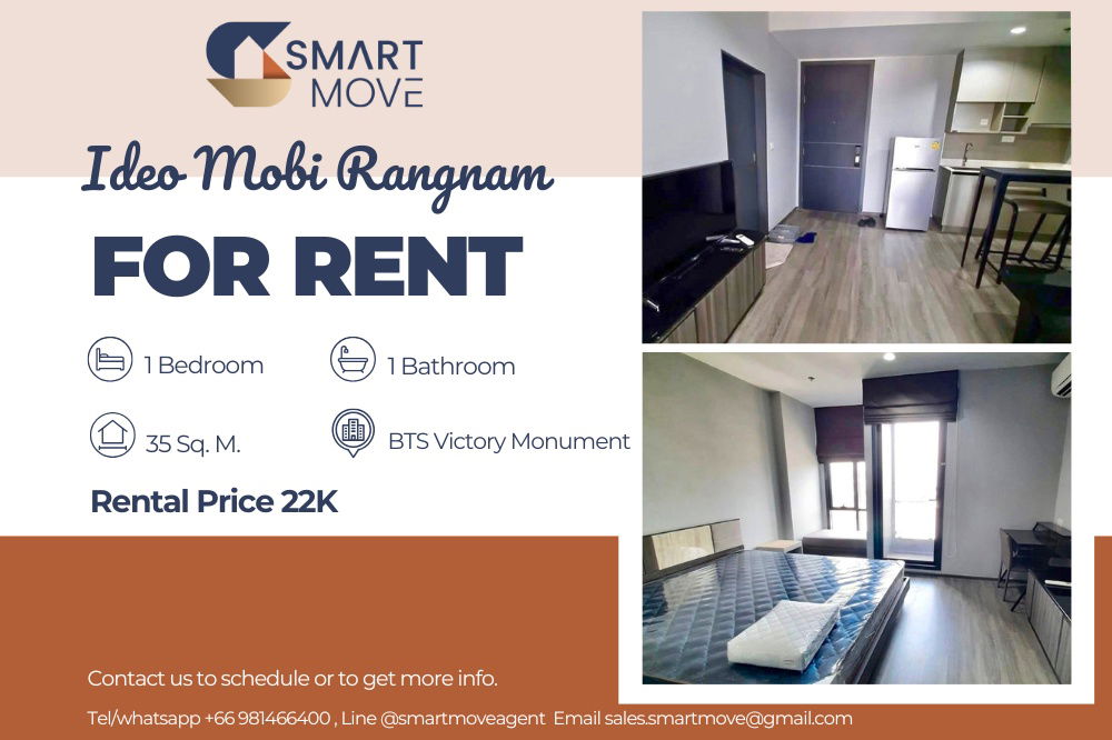 picture 🔥 For Rent !!🔥 Code C20250700052..........Ideo Mobi Rangnam, 1 bedroom, 1 bathroom, high floor 15++, furnished, ready to move in 📣📣 - 1/9