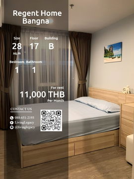 SX9QID Condo For Rent Regent Home Bangna 28 Sq.M. Floor 17 Building B line id : @livinglegacy
