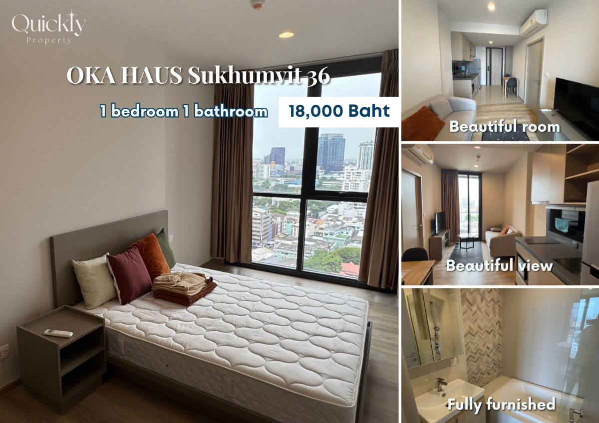 picture OKA HAUS Sukhumvit 36 | Price 18,000 baht | Beautiful room, new room, fully furnished, ready to move in - 1/8