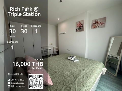 SKK8EV ให้เช่าคอนโด Rich Park @ Triple Station 30 ตร.ม. ชั้น 30 line id : @livinglegacy