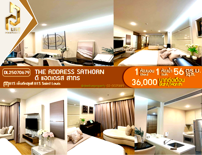 เช่าคอนโด BTS เซนต์หลุยส์ : DL25070679 ให้เช่าคอนโด ดิ แอดเดรส สาทร (The Address Sathorn) ใกล้ BTS เซ็นต์หลุยส์ พร้อมเข้าอยู่ โทรด่วน 0638692663 LineID @655ebbvc