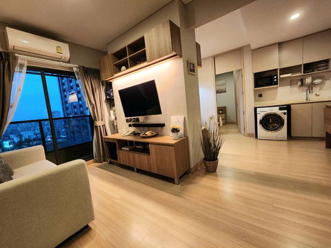 For rent, Lumpini Suite Petchburi-Makkasan Condo, Makkasan, Ratchathewi, Bangkok 2 bedrooms, 2 bathrooms, ready to move in, only 38,000/month Ⓜ️🚄Ne