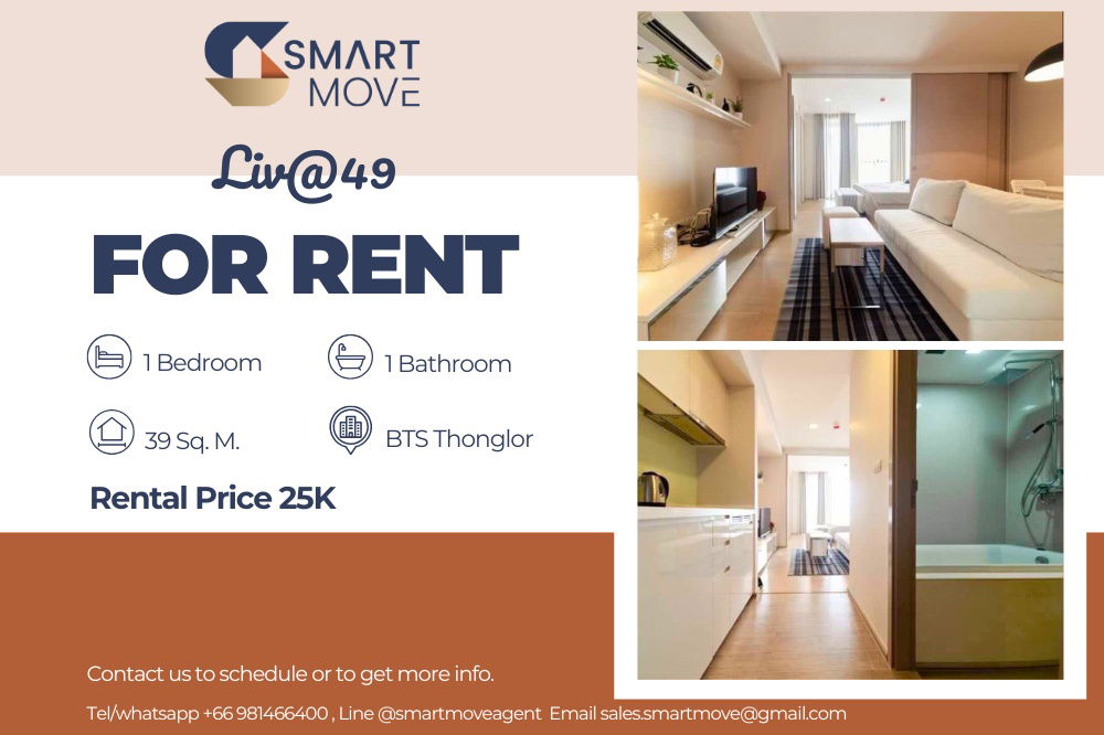 picture 🔥 For Rent !!🔥 Code C20250700043..........Liv@49, 1 bedroom, 1 bathroom, There is a bathtub, furnished, ready to move in 📣📣 - 1/12