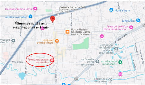 ขาย ที่ดิน ทำเลทองใจกลางเมืองโคราช ติดถนนช้างเผือก  เนื้อที่  1 งาน 51 ตรว ผังเมืองสีชมพูประเภทชุมชน ย่านเศรษฐกิจสำคัญของโคราช