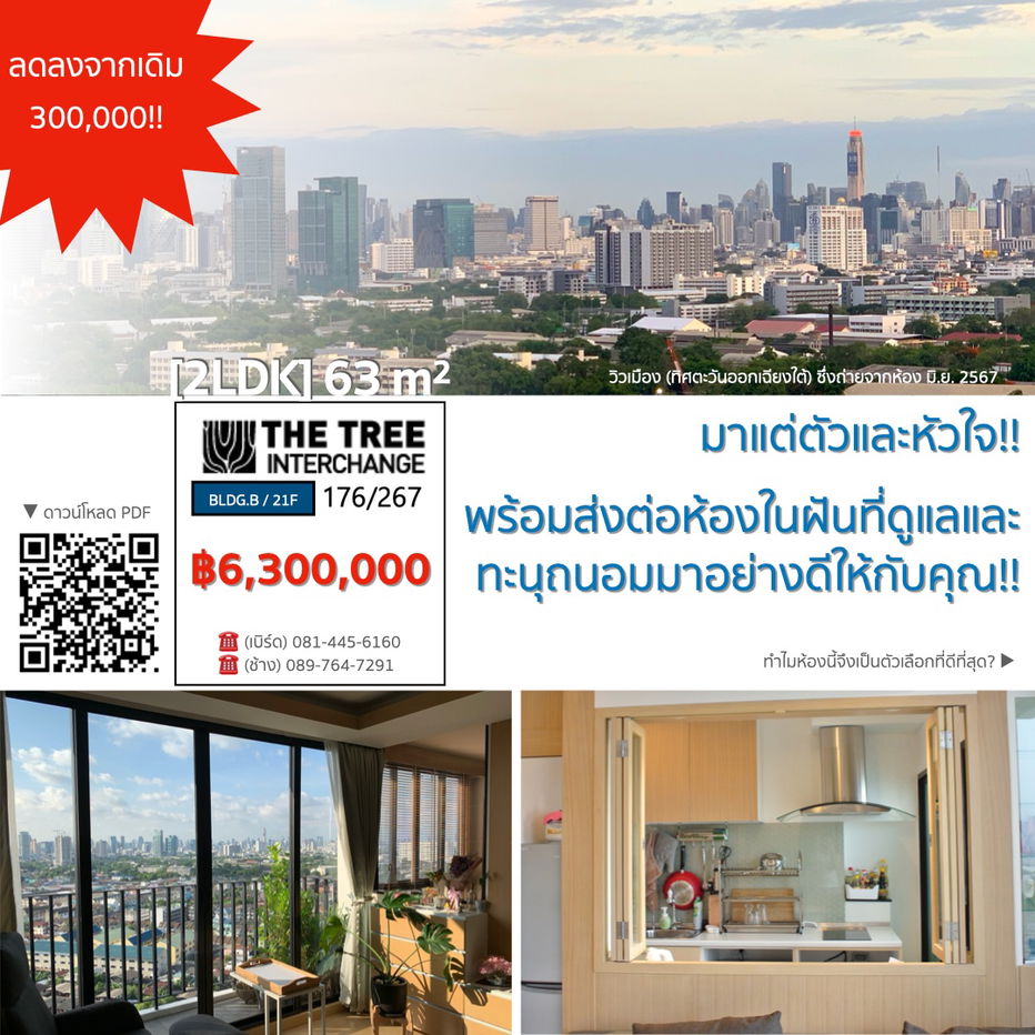 รูป The Tree Interchange  63 ตรม,  2 ห้องนอน, ชั้น 21  ทำเลดี วิวสวย ใกล้รถไฟฟ้า mrt บางโพ - รูปที่ 7/21
