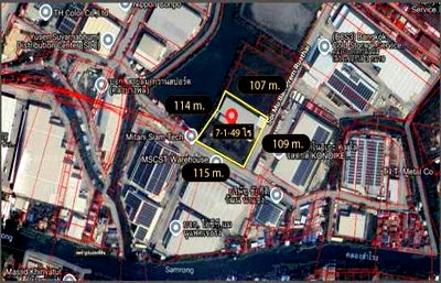 โรงงาน บ.ไทยโพลิเมอร์เท็กซ์ไทล์ : ขาย โรงงานพร้อมที่ดิน  7-1-49.5 ไร่ บางนา กม.19 ผังสีม่วง ใกล้ทางด่วน เเปลงสวยมาก