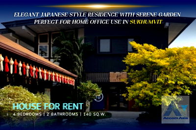 Houses for rent BTS Thong Lo (Thong Lor) : 🔼🔽 AccomA 📩 Elegant Japanese-style residence with serene garden in Sukhumvit (50128)