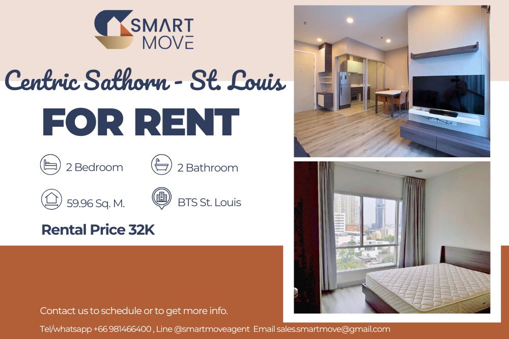 picture 🔥 For Rent !! 🔥 Code C20221200246...Centric Sathorn - St.Louis, 2 bedroom, 2 bathroom, East Facing, Closed kitchen, furnished, ready to move in 📣📣 - 1/8