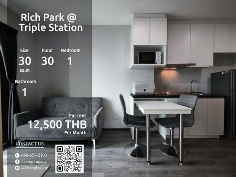SHDRBK Condo For Rent Rich Park @ Triple Station 30 Sq.M. Floor 30 line id : @livinglegacy