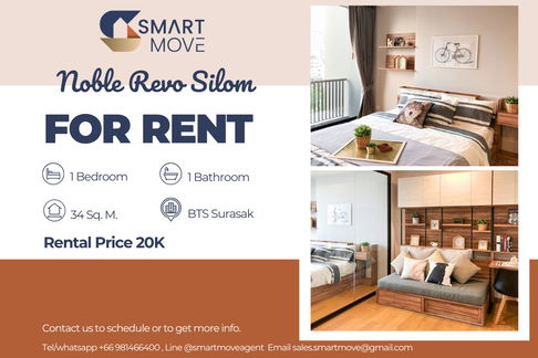 🔥 For Rent !! 🔥 Code C20221200953..........Noble Revo Silom, 1 bedroom, 1 bathroom, furnished, ready to move in 📣📣