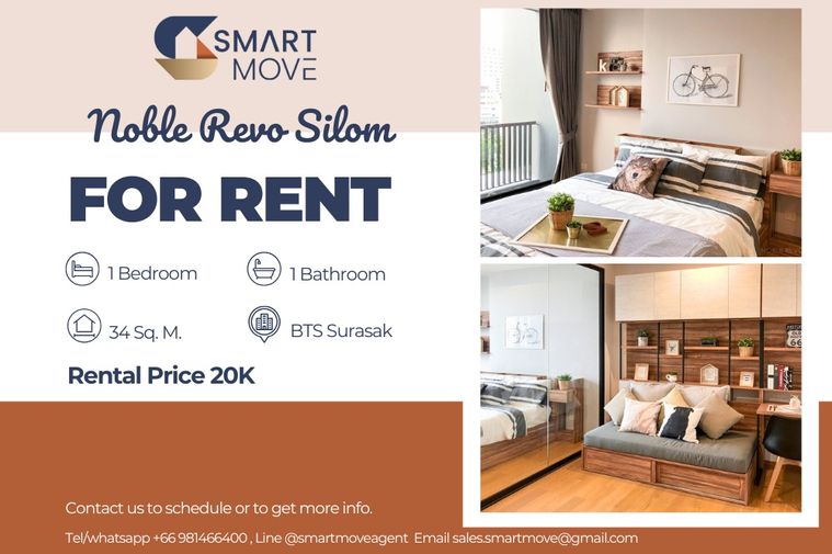 🔥 สำหรับเช่า !! 🔥 Code C20221200953..........Noble Revo Silom, 1 ห้องนอน, 1 ห้องน้ำ, แต่งครบ, พร้อมเข้าอยู่ 📣📣
