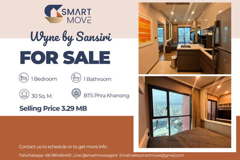 🔥 For Sale !!🔥 Code C20230900437..........Wyne by Sansiri, 1 bedroom, 1 bathroom, high floor 19++, furnished, Special Deal!!📣📣