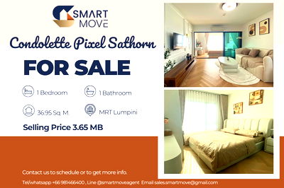Condos for sale Ngamduplee Station : 🔥 For Sale !!🔥 Code C20250200017..........Condolette Pixel Sathorn, 1 bedroom, 1 bathroom, furnished, Homey style, Special Deal!!📣📣