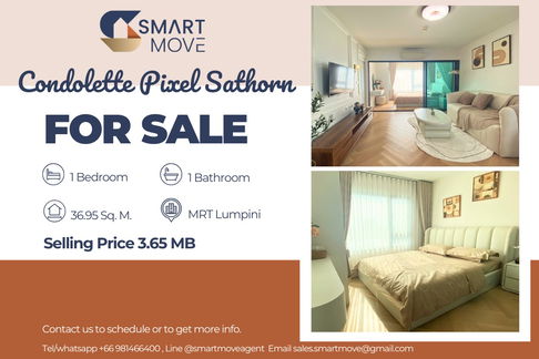 🔥 For Sale !!🔥 Code C20250200017..........Condolette Pixel Sathorn, 1 bedroom, 1 bathroom, furnished, Homey style, Special Deal!!📣📣