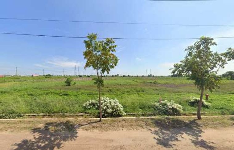 Purple land for sale in the industrial estate near Suvarnabhumi Airport, suitable for a factory.