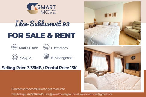 🔥 For Sale  !!🔥 Code C20250700038.........Ideo Sukhumvit 93, Studio room, 1 bathroom, city view, furnished, ready to move in, Special Deal!!📣📣