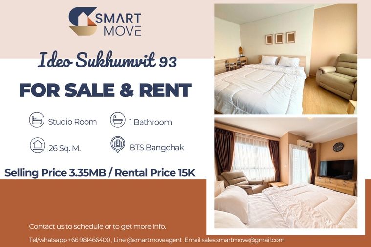 🔥 For Sale  !!🔥 Code C20250700038.........Ideo Sukhumvit 93, Studio room, 1 bathroom, city view, furnished, ready to move in, Special Deal!!📣📣