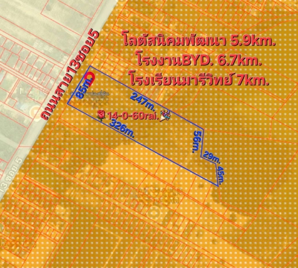 รูป ขายที่ดิน 14 ไร่ ระยอง ติดถนนนิคมพัฒนา สาย 13 ซอย 5 ต.มาบข่า อ.นิคมพัฒนา FOR “EEC” ZONE For industrial businesses (Area: 14-0-60 rai RAYONG - รูปที่ 11/11