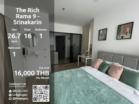 SQIOBC Condo For Rent The Rich Rama 9 - Srinakarin 26.79 Sq.M. Floor 16 line id : @livinglegacy