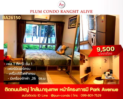 Condos for rent Khlong Nueng Station : Plum Condo Rangsit Alive for rent