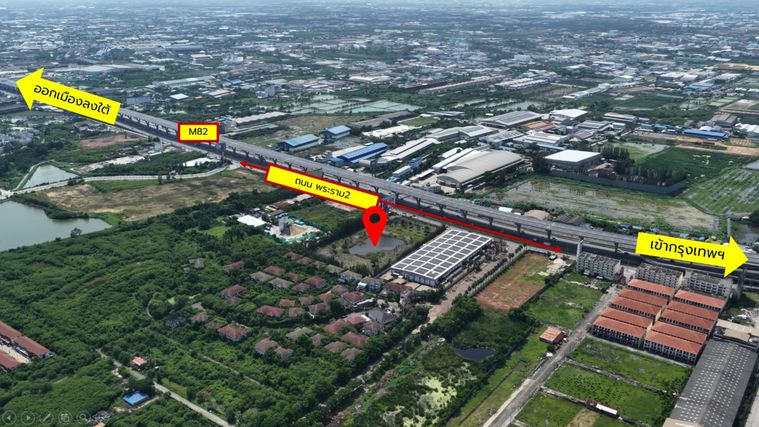 For Sale: 12 Rai (19,224 sq.m.) of Prime Land on Rama 2 Road! Located on the outbound side of Rama 2 Road, near M82 Expressway, Bang Nam Chuet