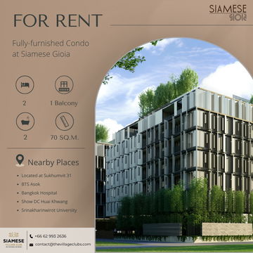 Condo 2-bed for rent at Siamese Gioia Sukhumvit 31! Fully Furnished