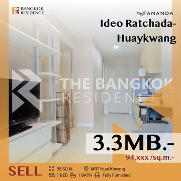Rare Deal! Fully Furnished Unit in Bangkok’s New CBD , Ideo Ratchada-Huaykwang, near MRT Huai Khwang Station