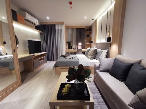 ให้เช่าห้อง Studio 31 ตร.ม.ห้องสวย สไตล์มินิมอล ตกแต่งอย่างดี เฟอร์ครบ+เครื่องใช้ไฟฟ้าครบ 
