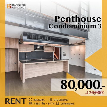 Penthouse Condominium 3 🌟 ยูนิตสุดหรู พื้นที่กว้าง ตกแต่งทันสมัย ใกล้ BTS เอกมัย