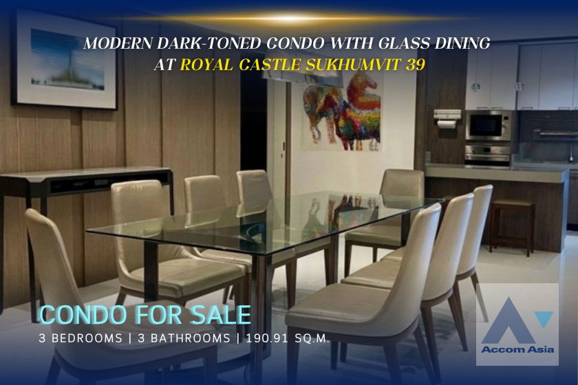 รูป 🔼🔽 AccomA 📩 Modern dark-toned condo with glass dining at Royal Castle (AA44283) - รูปที่ 1/13